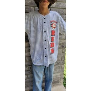 Vintage 94 MLB pinstripe Cincinnati Reds baseball jersey